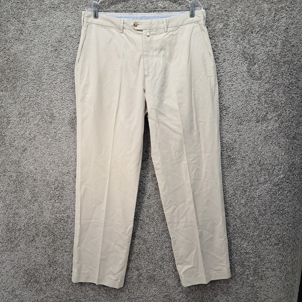 Faconnable Mens Chino Pants 35 Beige Cotton Flat Front Straight Leg RN 58665